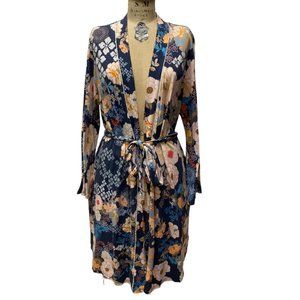 Navy + Orange Johnny Was Floral Robe, Large